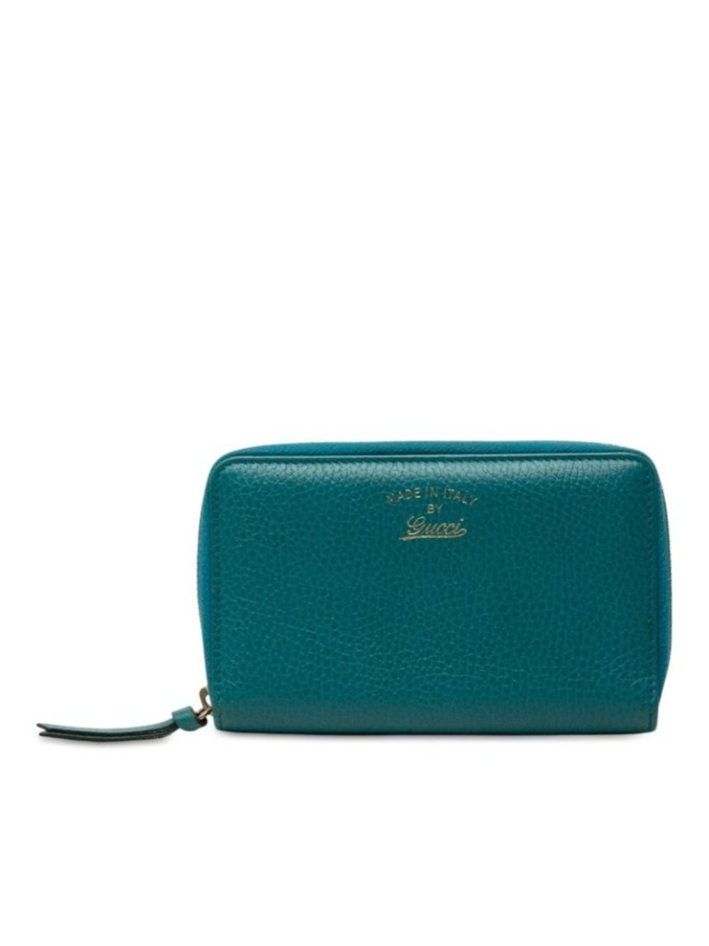 Gucci Swing Zip Around Wallet Turquoise Blue Leather
